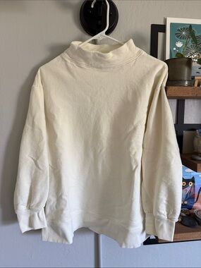 Anthropologie Cream Mock Neck Women's Sweatshirt